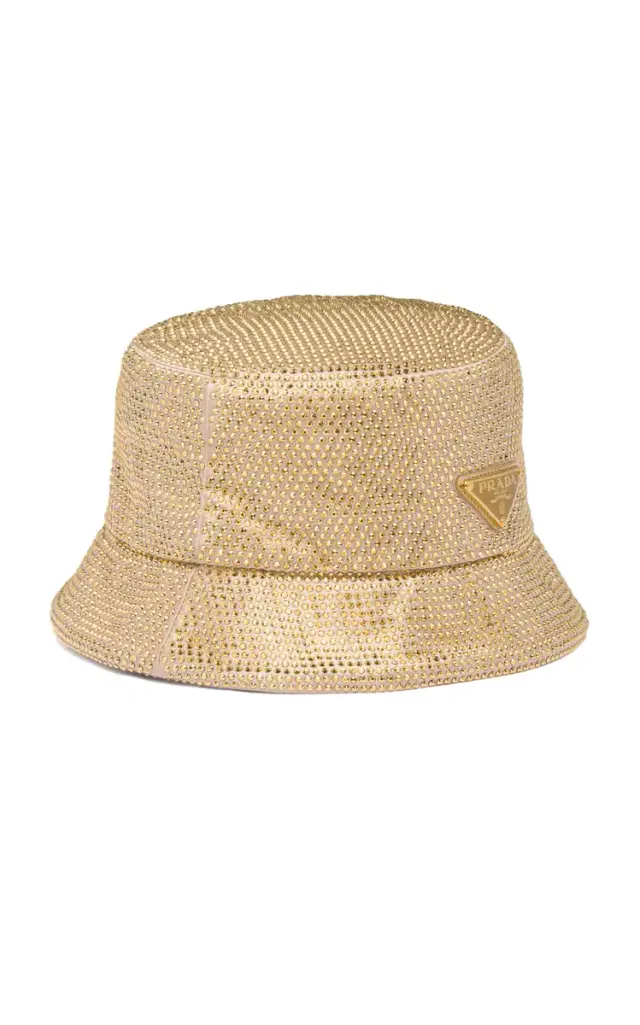 Crystal-Embellished Satin Bucket Hat