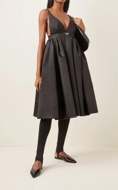 Prada Logo-Detailed Nylon Gabardine Midi Dress | Thumbnail 2 Prada Logo-Detailed Nylon Gabardine Midi Dress | Thumbnail 2