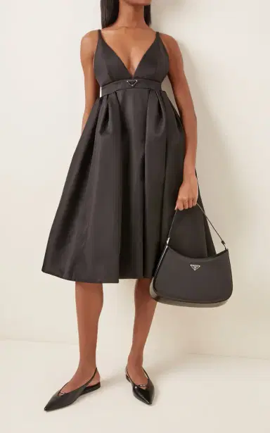 Prada Logo-Detailed Nylon Gabardine Midi Dress | Thumbnail 3 Prada Logo-Detailed Nylon Gabardine Midi Dress | Thumbnail 3