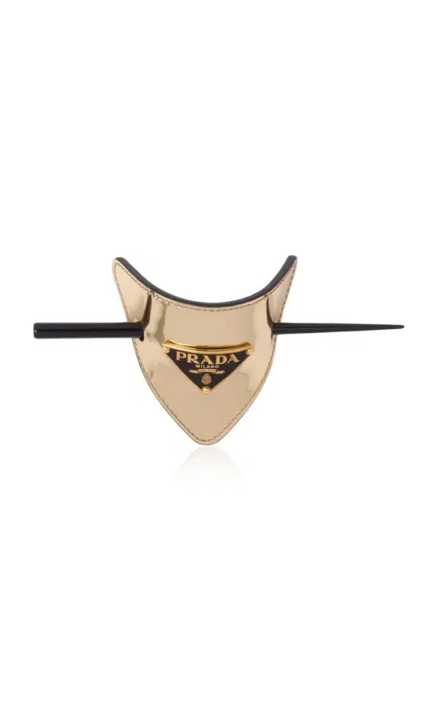 Prada Logo-Detailed Leather Hair Clip