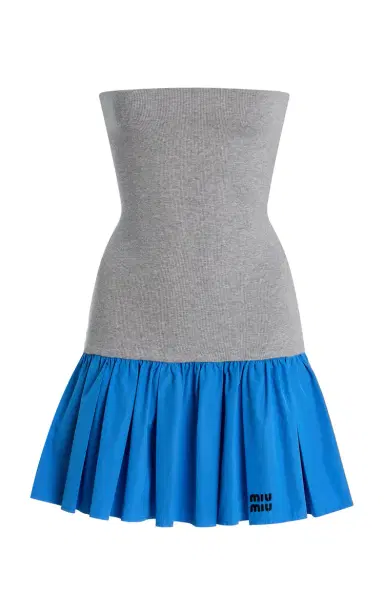 Miu Miu Jersey and Poplin Mini Dress | Thumbnail 6 Miu Miu Jersey and Poplin Mini Dress | Thumbnail 6