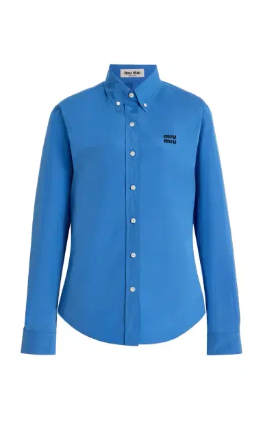 Miu Miu Button-Detailed Cotton-Poplin Shirt | Thumbnail 1 Miu Miu Button-Detailed Cotton-Poplin Shirt | Thumbnail 1