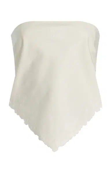 Miu Miu Strapless Embroidered Cotton-Linen Bandana Top | Thumbnail 6 Miu Miu Strapless Embroidered Cotton-Linen Bandana Top | Thumbnail 6