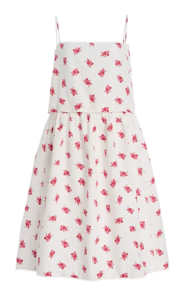 Button-Detailed Floral Cotton-Linen Midi Dress