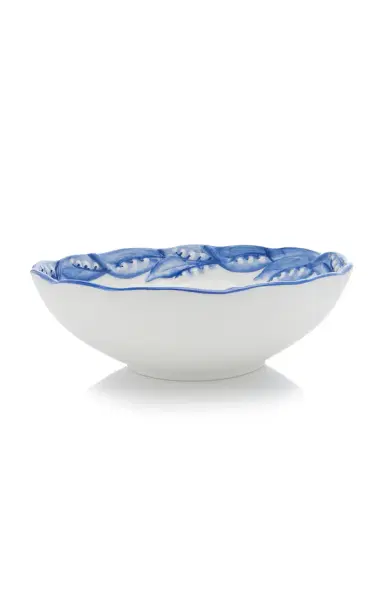 Moda Domus Lily Of The Valley Ceramic Serving Bowl - Blue | Thumbnail 3
