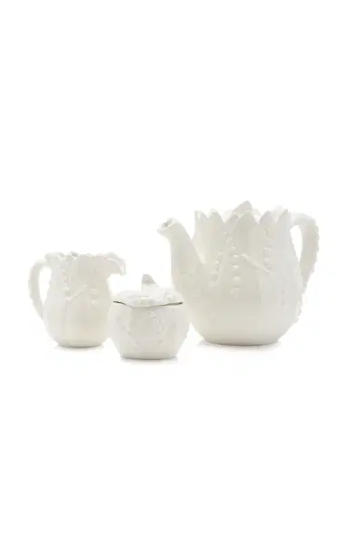 Moda Domus Lily Of The Valley Ceramic Teapot; Cream; and Sugar Set | Thumbnail 6 Moda Domus Lily Of The Valley Ceramic Teapot; Cream; and Sugar Set | Thumbnail 6