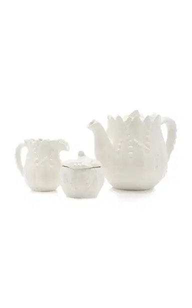 Moda Domus Lily Of The Valley Ceramic Teapot; Cream; and Sugar Set | Thumbnail 8 Moda Domus Lily Of The Valley Ceramic Teapot; Cream; and Sugar Set | Thumbnail 8