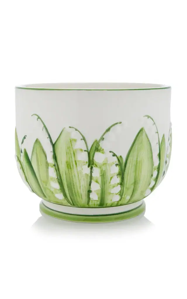 Lily Of The Valley Large Ceramic Cachepot - Blue