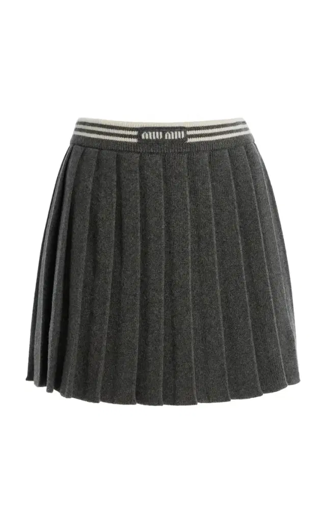 Pleated Cashmere-Wool Mini Skirt