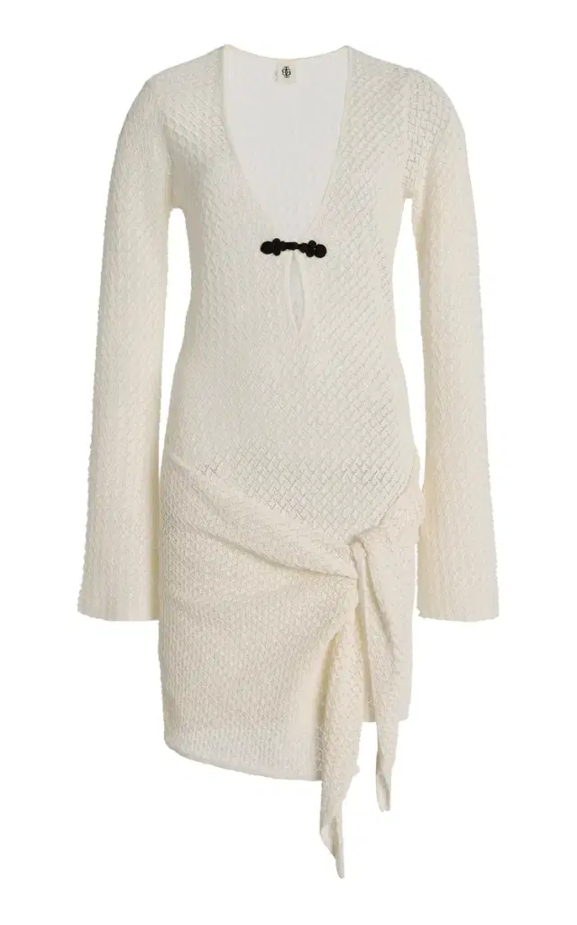 Tanzania Tie-Detailed Pointelle-Knit Organic Cotton Mini Dress