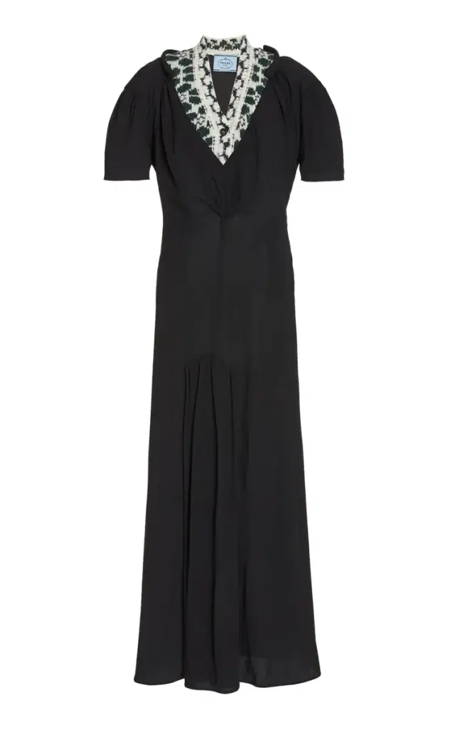 Prada Wool-Paneled Stretch-Crepe Maxi Dress