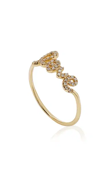 Sydney Evan Love Script Gold Diamond Ring | Thumbnail 3 Sydney Evan Love Script Gold Diamond Ring | Thumbnail 3