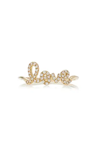 Sydney Evan Love Script Gold Diamond Ring | Thumbnail 1 Sydney Evan Love Script Gold Diamond Ring | Thumbnail 1