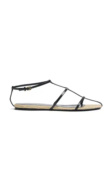 Khaite Cage Raffia and Leather Sandals | Thumbnail 1