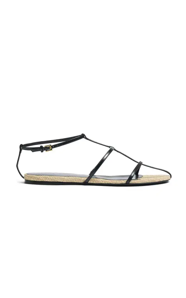 Cage Raffia and Leather Sandals