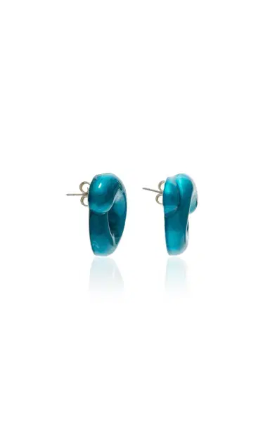 Bea Bongiasca Silver And Ocean Blue Enamel Tarallo Earrings | Thumbnail 3