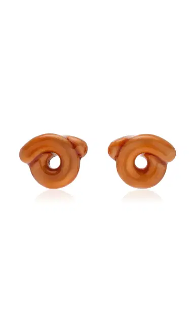 Bea Bongiasca Silver And Savanna Orange Enamel Tarallo Earrings | Thumbnail 1 Bea Bongiasca Silver And Savanna Orange Enamel Tarallo Earrings | Thumbnail 1