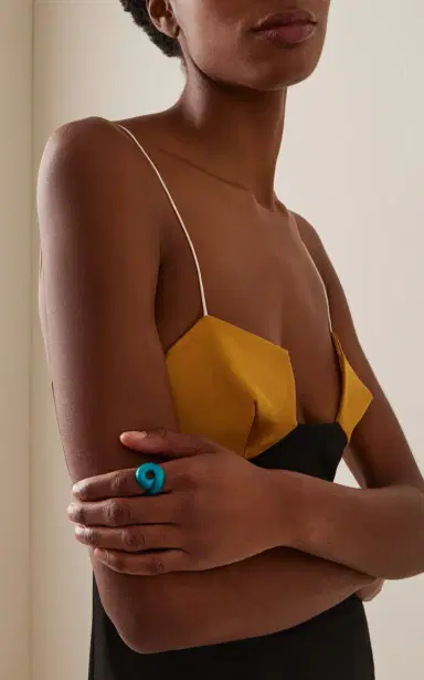 Bea Bongiasca Silver And Ocean Blue Enamel Tarallo Ring | Thumbnail 2
