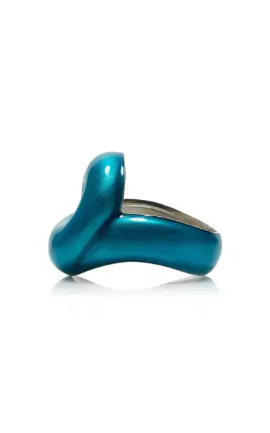 Bea Bongiasca Silver And Ocean Blue Enamel Tarallo Ring | Thumbnail 7