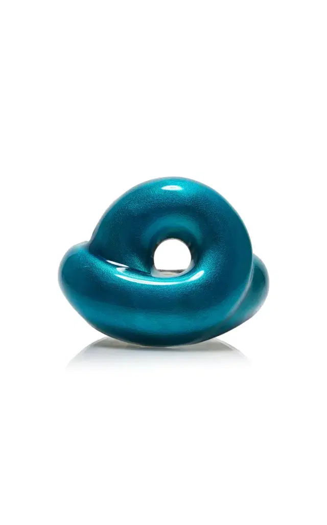 Silver And Ocean Blue Enamel Tarallo Ring