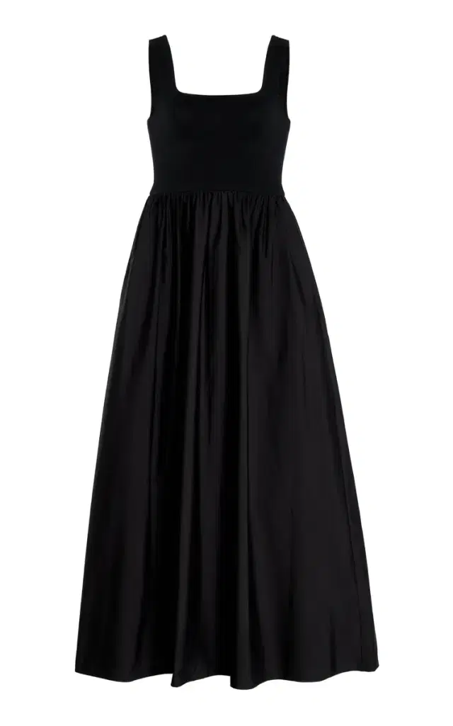 Ribbed-Knit and Cotton Maxi Dress