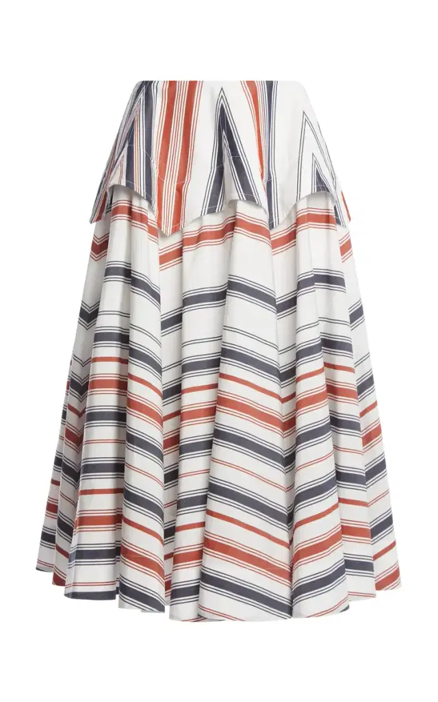 Drop-Waist Cotton-Linen Midi Skirt