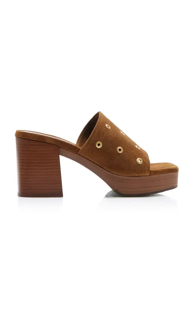 Gianvito Rossi Grommet-Embellished Suede Platform Sandals