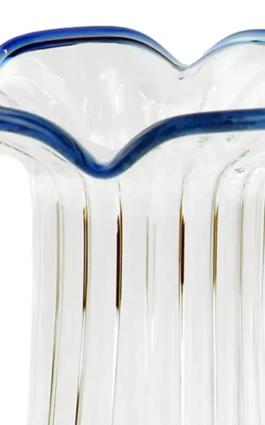 Moda Domus Set-Of-Two Small Scalloped Glass Candle Sticks - Blue | Thumbnail 4