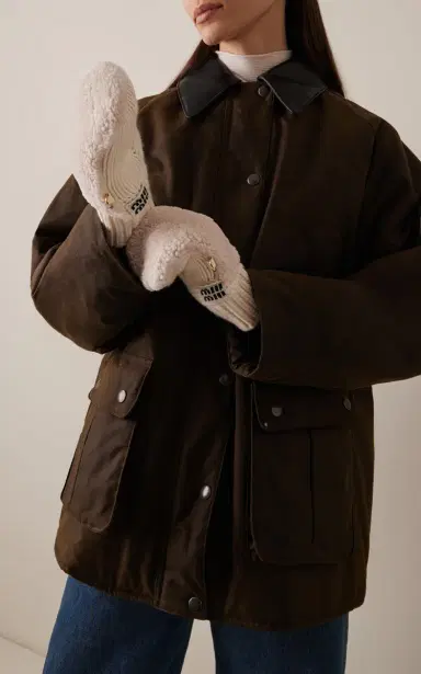 Miu Miu Shearling-Trimmed Cashmere-Wool Mittens | Thumbnail 2 Miu Miu Shearling-Trimmed Cashmere-Wool Mittens | Thumbnail 2