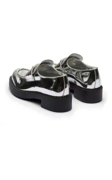Prada Metallic Leather Loafers | Thumbnail 5