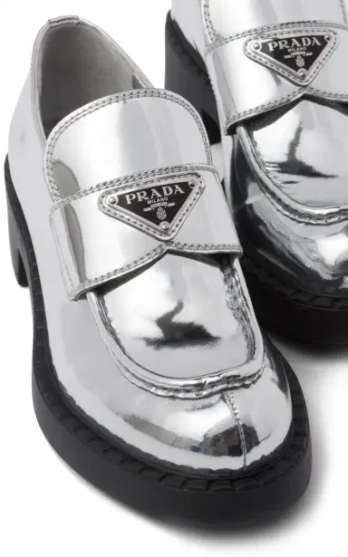 Prada Metallic Leather Loafers | Thumbnail 7