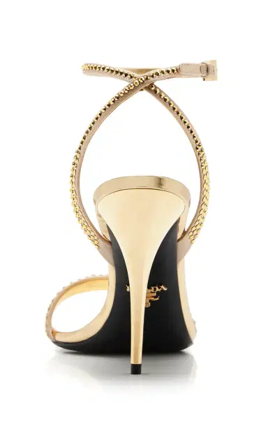 Prada Crystal-Embellished Metallic Leather Sandals | Thumbnail 4