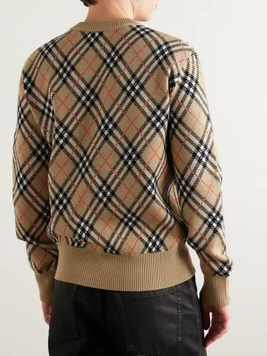 Burberry Checked Wool-Blend Jacquard Sweater - Men | Thumbnail 3 Burberry Checked Wool-Blend Jacquard Sweater - Men | Thumbnail 3