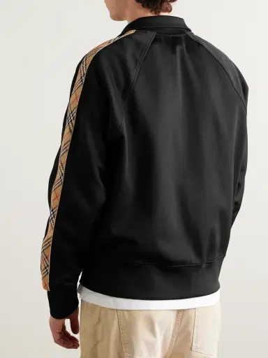 Burberry Checked Jacquard-Trimmed Logo-Embroidered Tech-Jersey Track Jacket - Men | Thumbnail 3 Burberry Checked Jacquard-Trimmed Logo-Embroidered Tech-Jersey Track Jacket - Men | Thumbnail 3