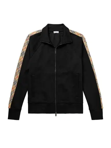 Burberry Checked Jacquard-Trimmed Logo-Embroidered Tech-Jersey Track Jacket - Men | Thumbnail 1 Burberry Checked Jacquard-Trimmed Logo-Embroidered Tech-Jersey Track Jacket - Men | Thumbnail 1