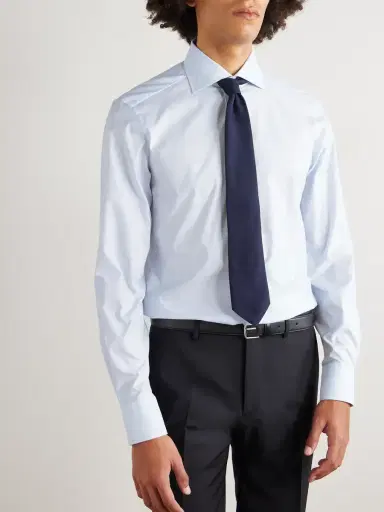 Zegna Cutaway-Collar Checked Cotton-Poplin Shirt - Men | Thumbnail 2 Zegna Cutaway-Collar Checked Cotton-Poplin Shirt - Men | Thumbnail 2