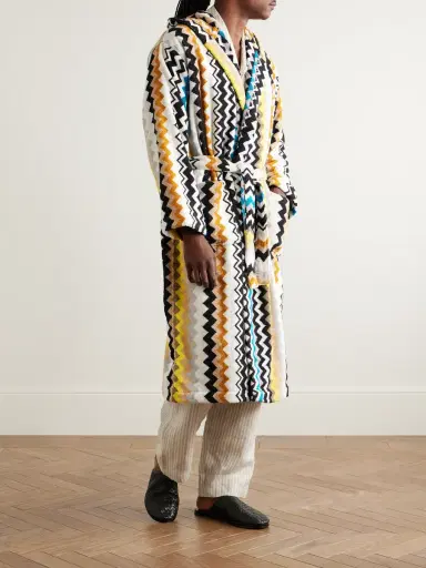 Missoni Home Curt Striped Cotton-Terry Jacquard Hooded Robe - Men | Thumbnail 2 Missoni Home Curt Striped Cotton-Terry Jacquard Hooded Robe - Men | Thumbnail 2