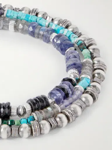 Peyote Bird Set of Three Sterling Silver Multi-Stone Beaded Bracelets - Men | Thumbnail 4 Peyote Bird Set of Three Sterling Silver Multi-Stone Beaded Bracelets - Men | Thumbnail 4