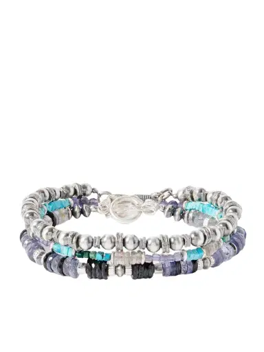 Peyote Bird Set of Three Sterling Silver Multi-Stone Beaded Bracelets - Men | Thumbnail 1 Peyote Bird Set of Three Sterling Silver Multi-Stone Beaded Bracelets - Men | Thumbnail 1
