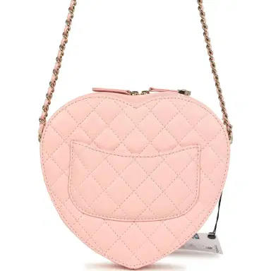 Chanel Chanel CC In Love Large Heart Bag with Chain Light Pink Lambskin Light Gold Hardware | Thumbnail 4 Chanel Chanel CC In Love Large Heart Bag with Chain Light Pink Lambskin Light Gold Hardware | Thumbnail 4