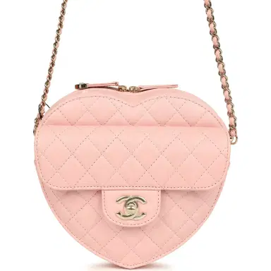 Chanel Chanel CC In Love Large Heart Bag with Chain Light Pink Lambskin Light Gold Hardware | Thumbnail 1 Chanel Chanel CC In Love Large Heart Bag with Chain Light Pink Lambskin Light Gold Hardware | Thumbnail 1