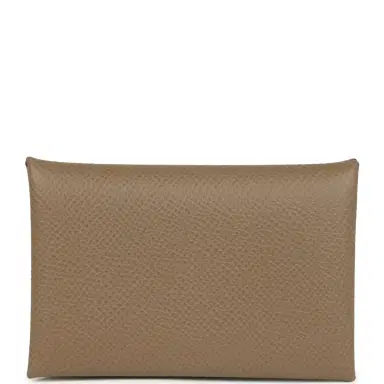 HERMÈS Hermes Calvi Card Holder Etoupe Epsom Palladium Hardware | Thumbnail 1 HERMÈS Hermes Calvi Card Holder Etoupe Epsom Palladium Hardware | Thumbnail 1