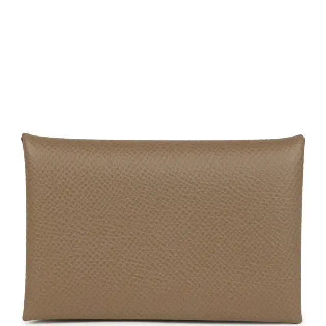 hermes Hermes Calvi Card Holder Etoupe Epsom Palladium Hardware