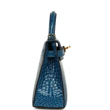 HERMÈS Hermes Kelly Sellier 20 Bleu Mykonos Shiny Alligator Mississipiensis Gold Hardware | Thumbnail 4 HERMÈS Hermes Kelly Sellier 20 Bleu Mykonos Shiny Alligator Mississipiensis Gold Hardware | Thumbnail 4