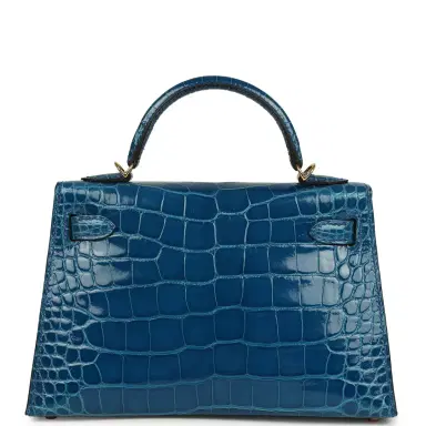 HERMÈS Hermes Kelly Sellier 20 Bleu Mykonos Shiny Alligator Mississipiensis Gold Hardware | Thumbnail 5 HERMÈS Hermes Kelly Sellier 20 Bleu Mykonos Shiny Alligator Mississipiensis Gold Hardware | Thumbnail 5