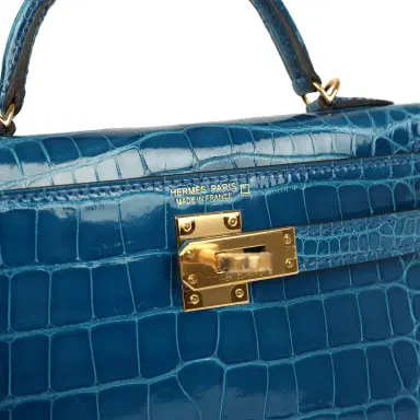 HERMÈS Hermes Kelly Sellier 20 Bleu Mykonos Shiny Alligator Mississipiensis Gold Hardware | Thumbnail 7 HERMÈS Hermes Kelly Sellier 20 Bleu Mykonos Shiny Alligator Mississipiensis Gold Hardware | Thumbnail 7