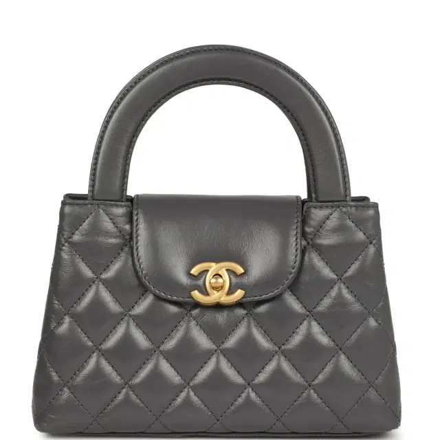Chanel Pre-owned Chanel Small Kelly Shopper Grey Shiny Aged Calfskin Brushed Gold Hardware