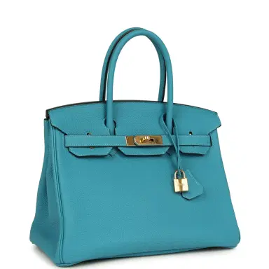 HERMÈS Pre-owned Hermes Birkin 30 Turquoise Togo Gold Hardware | Thumbnail 2 HERMÈS Pre-owned Hermes Birkin 30 Turquoise Togo Gold Hardware | Thumbnail 2
