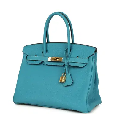 HERMÈS Pre-owned Hermes Birkin 30 Turquoise Togo Gold Hardware | Thumbnail 5 HERMÈS Pre-owned Hermes Birkin 30 Turquoise Togo Gold Hardware | Thumbnail 5