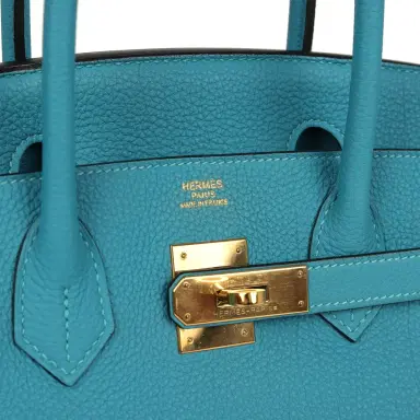 HERMÈS Pre-owned Hermes Birkin 30 Turquoise Togo Gold Hardware | Thumbnail 7 HERMÈS Pre-owned Hermes Birkin 30 Turquoise Togo Gold Hardware | Thumbnail 7